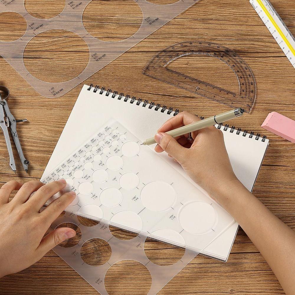 3 шт. 3 размера Круглые трафареты для рисования Многофункциональная геометрическая линейка Школьные офисные принадлежности