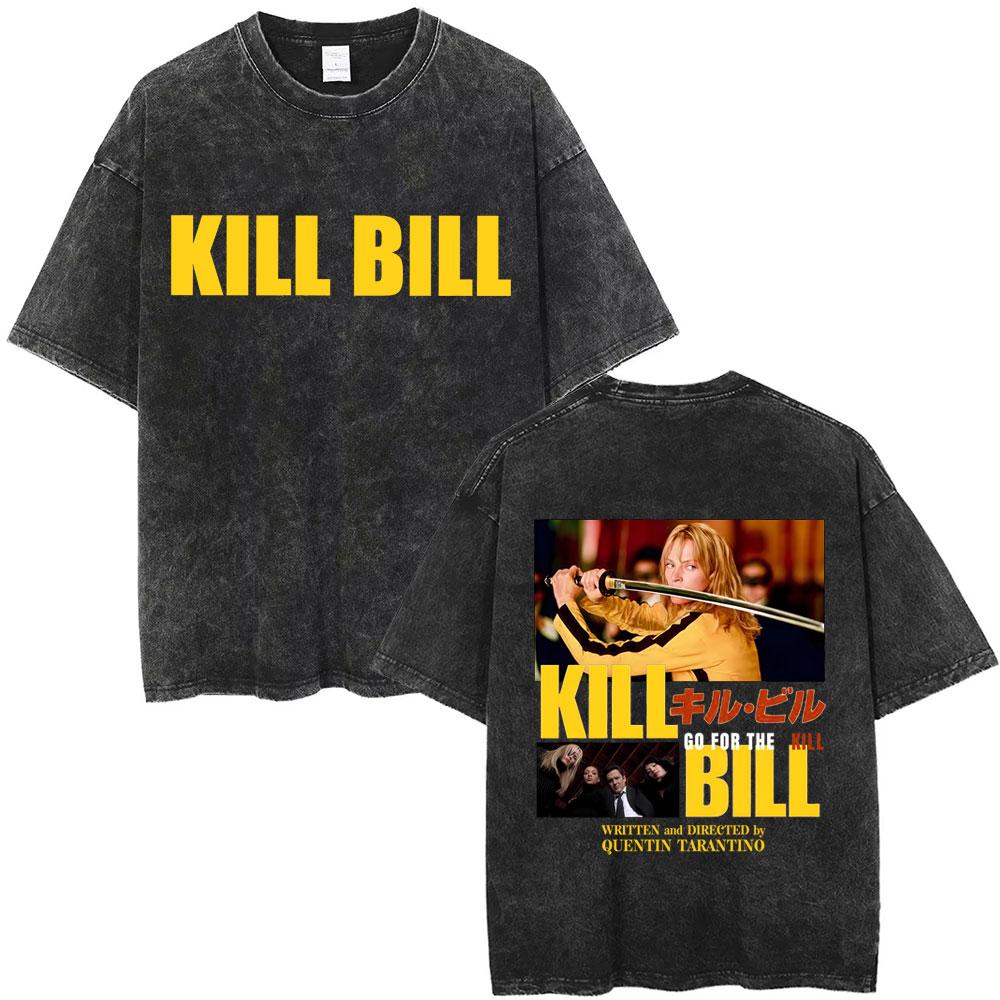 Hattori Hanzo RED Swords and Sushi Kill Bill Okinawa Japan Tarantino Vintage Washed T Shirts Men Women Casual Retro Streetwear