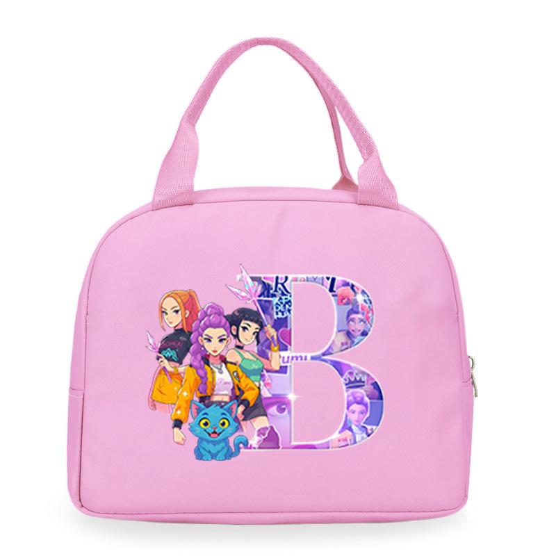 Trend Kpop Anime Cartoon Peripheral 26 Letter Printing Bento Bag Commuter Portable Lunch Box Bag