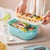 Lunch Box Double-Layered Bento Box Easy To Carry Leak-Proof Lunch Container with Sauce Box for Office School