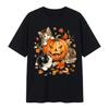 Pumpkin Cat Graphic Halloween Black T Shirt Gift For Friends