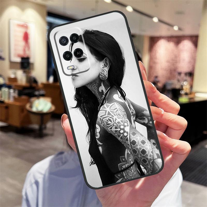 Sexy Sleeve Tattoo Girl Case For Oppo A94 A74 A54 A18 A38 A58 A78 A98 A40 A60 A80 A16 A76 A96 A15 A17 A77 A57S Cover