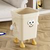Household Waste Bin Cartoon Trash Can with Eyes Hands Legs 7L/12L/16L Cute No Lid Garbage Bin for Kitchen Bathroom Bedroom Office