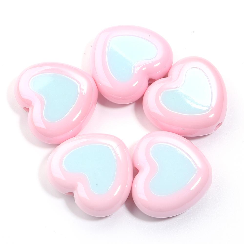 5pcs/lot Colorful Heart Acrylic Beads Big Hole Loose Spacer Beads For DIY Craft Bracelet Phone Chains Jewelry Making Accessories