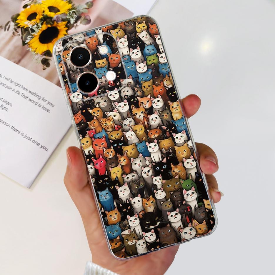 Для Vivo Y28 4G Чехол V2352 Милый Кот Панда Расписная Крышка Мягкий Силиконовый Чехол для Телефона Для Vivo Y28 Y 28 VivoY28 4G Funda 6.68'' Coque