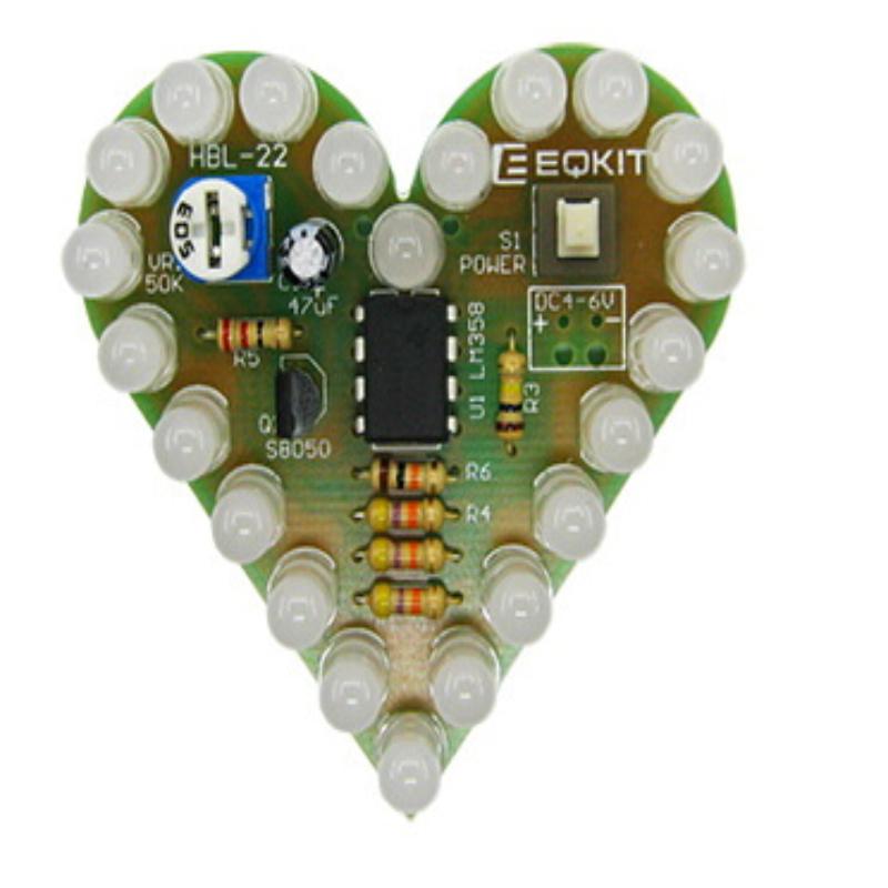 DIY Heart Shape Breathing Lamp Kit LED Circuit Board 4V 6V Electronic Solder Assembly for Electronics Student Project