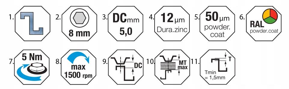 Self-tapping screws GT5 Z14 5.5x19mm RAL 8004