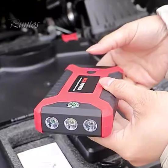 Multifunctional Car Battery Jump Starter with LED Flashlight Easy To Use 12V Portable Power Pack Battery Booster Jump Box