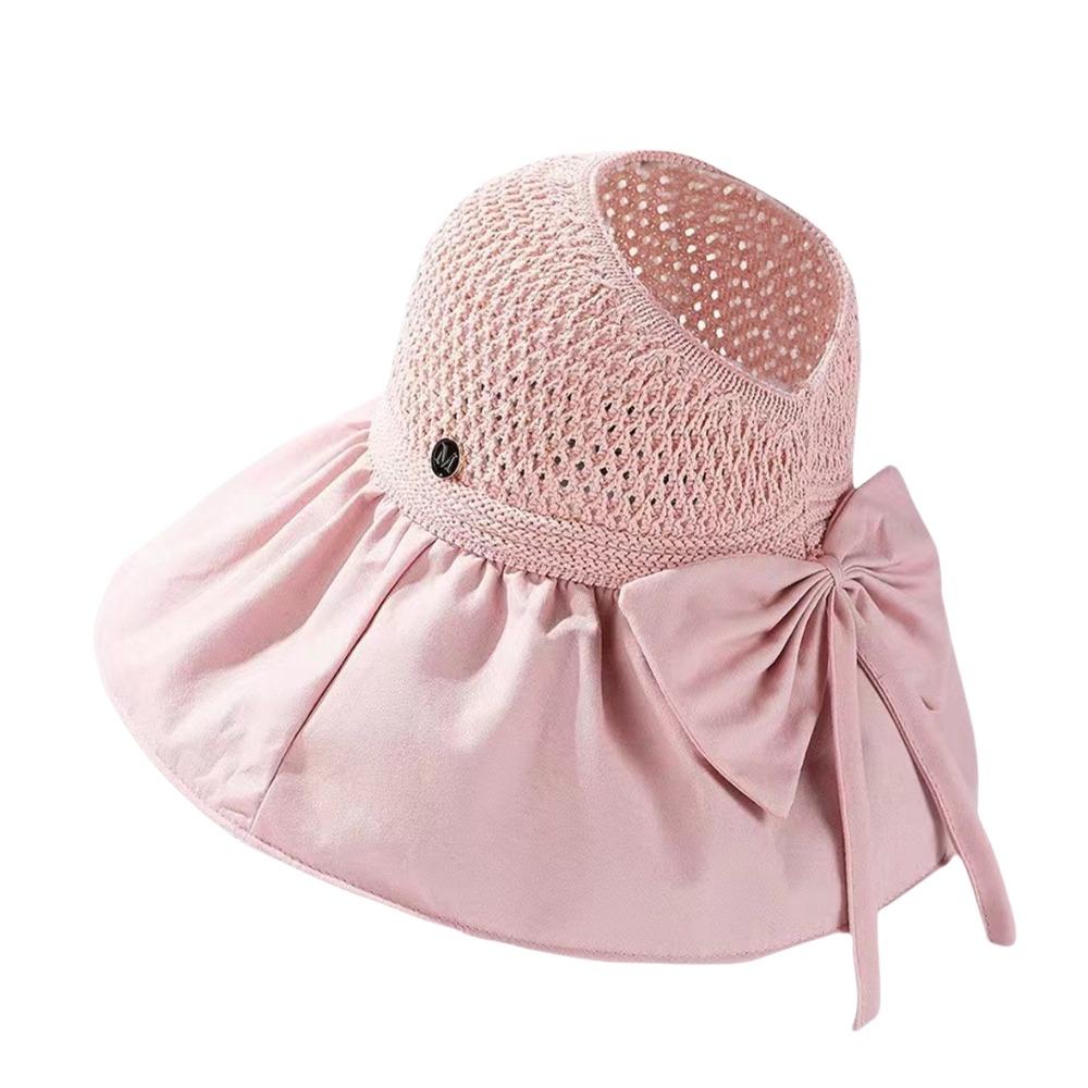UV Protection Woven Empty Top Cap Sunscreen Vinyl Sun Hats Casual Wide Brim Bucket Hat Seaside