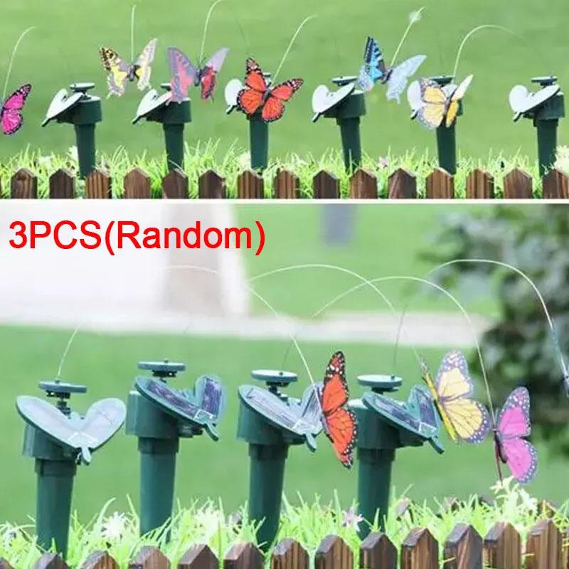 Pack of 3 Solar Powered Fluttering Butterflies Flying Butterfly Garden Ornaments