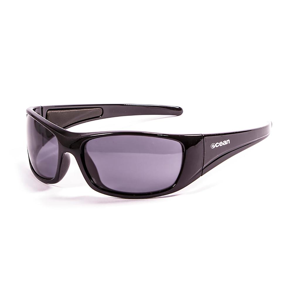 OCEAN BERMUDA Floating Wraparound UV Coated Recycled Shiny Black Smoke Sunglasses, Shape, Protection, Impact-Resistant Lenses, Materials, (Polarized