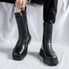 Модные мужские роскошные модные высокие сапоги с дышащей подошвой черные трендовые оригинальные кожаные туфли на платформе мотоциклетные ботинки красивые длинные челси botas