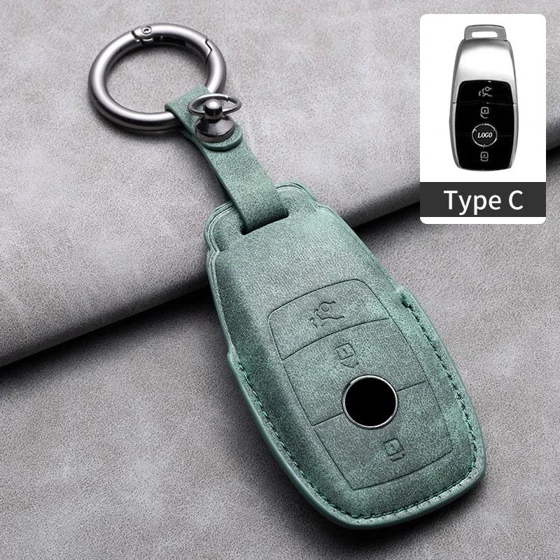 Car Key Cover for Mercedes Benz A C E S G Class GLC CLE CLA W177 W205 W213 W222 X167 AMG Leather Car Key Protective Cover