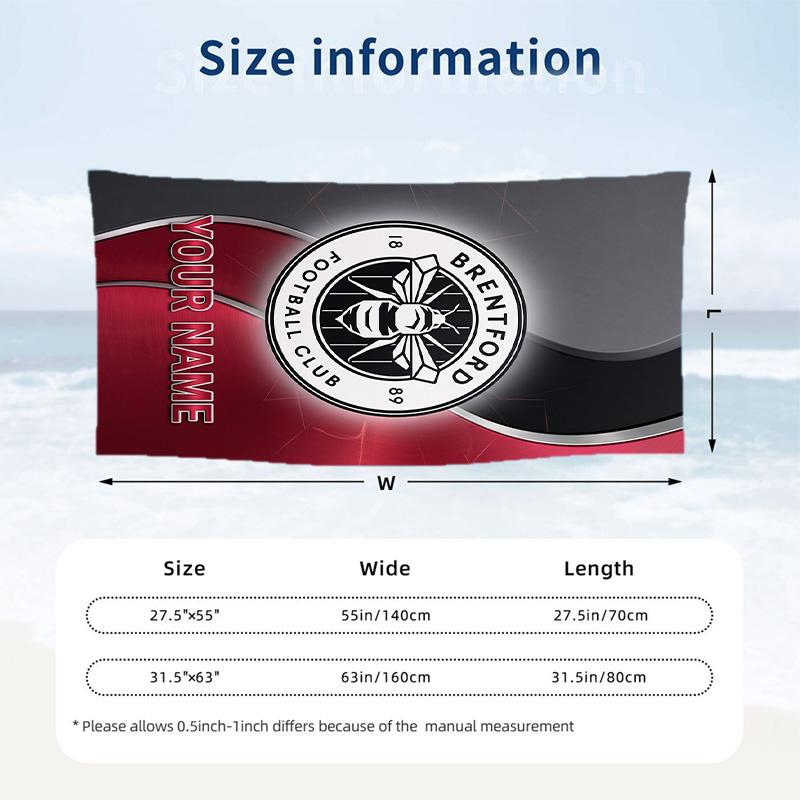 Beach Towel Custom Name Text, Quick Dry Large Towel For Beach HomeBrentford Football