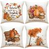 Fall Thanksgiving Throw Pillow Covers 18x18 Set of 4 Pumpkin Maple Leaf Decorative Cushion Cases for Sofa Couch Farmhouse Home Decor