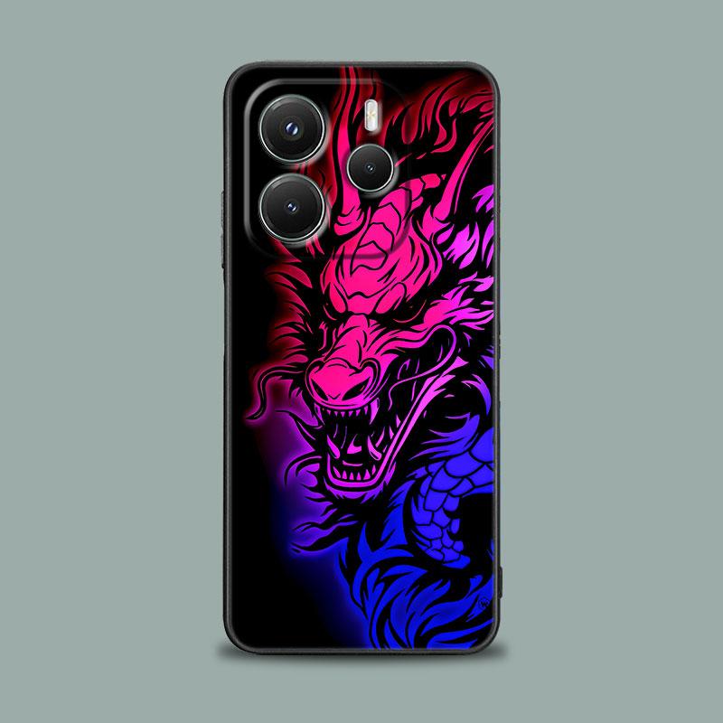 Чехол для телефона для Xiaomi Redmi 15C 14C 12C 13C Redmi Note 15 14 13 12 11 10 Pro Plus 5G 12S Силиконовый чехол Милый Черно-белый Дракон