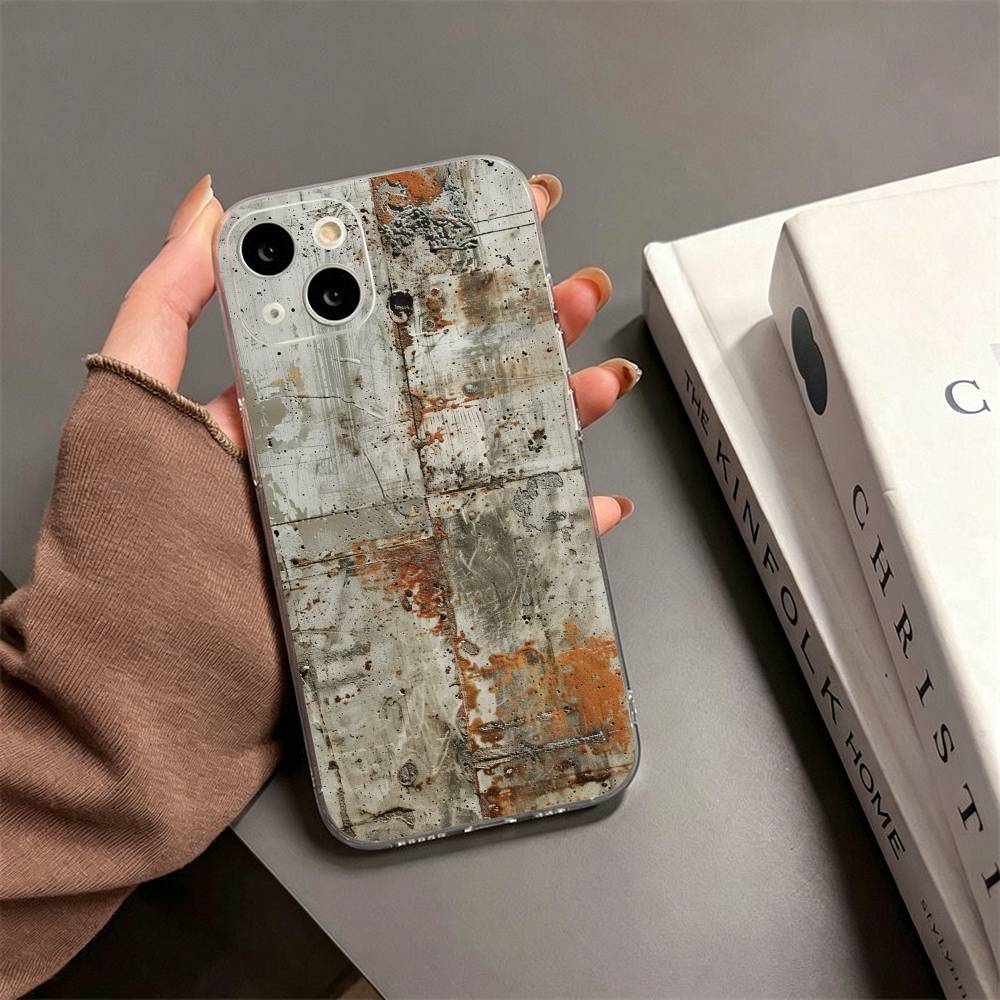 Ржавый чехол в индустриальном стиле для iPhone 17, 16, 15, 14, 13, 12, 11 Plus, Pro Max Мягкая прозрачная крышка