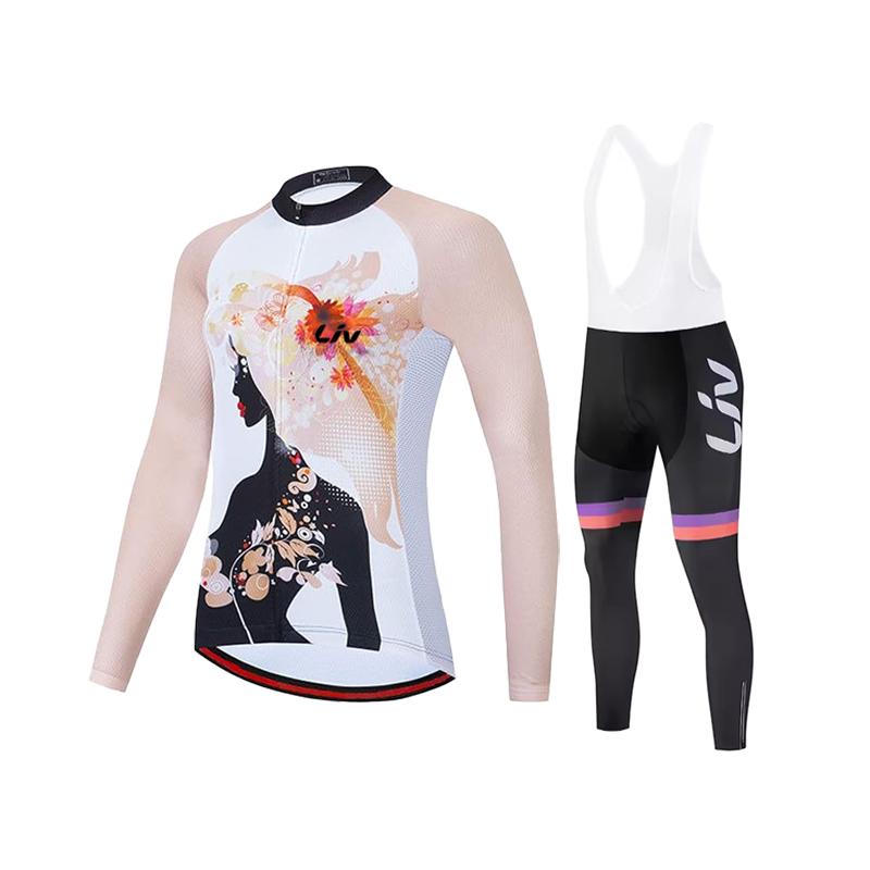 Autumn Long Sleeved Breathable Cycling Suit Set Women's Bicycle Jersey Quick Drying Outdoor Sportswear Cycling Bib Bicycle Shirt