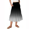 Women's Vintage Gradient Print Flowy Flared Ruffle A-Line Maxi Skirt