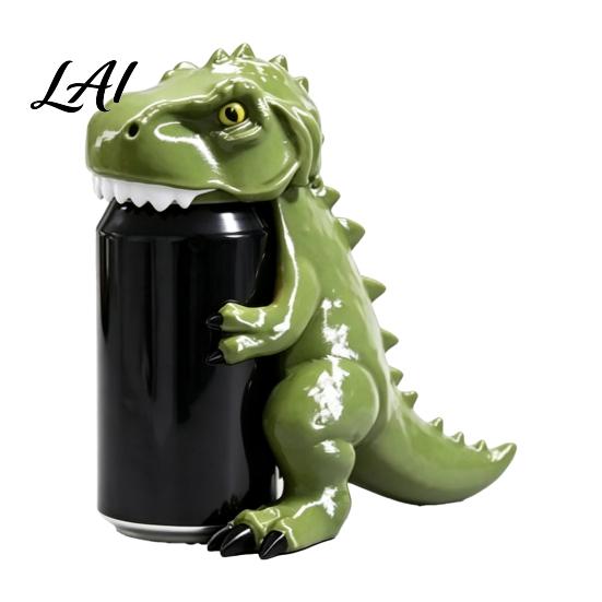 Shark Can Topper Dinosaur Cover Cute Animal Soda Holder for 375ml Cans T-Rex Drink Plastic Stand Desk Fun Party Home Bar Decor Gift Protector