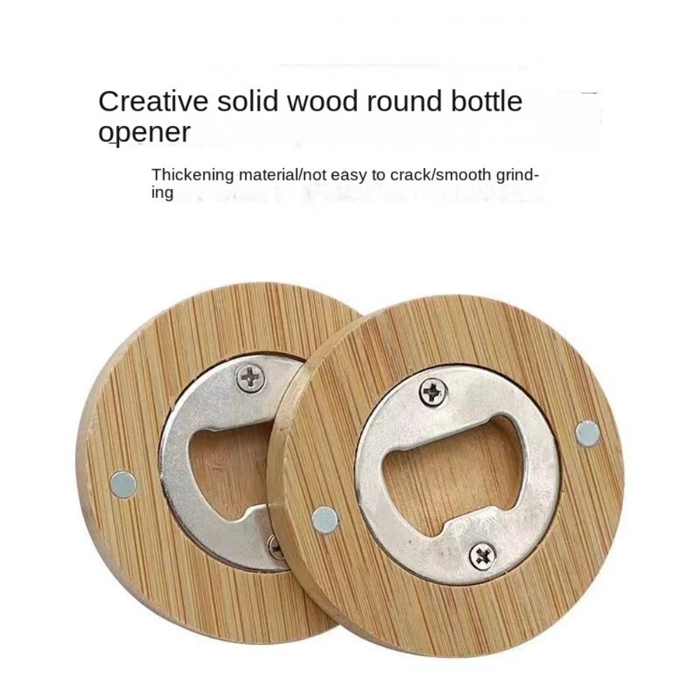 Деревянные открывалки для бутылок круглой формы, пивные крышки, универсальные открывалки для пива для домашней кухни, бара
