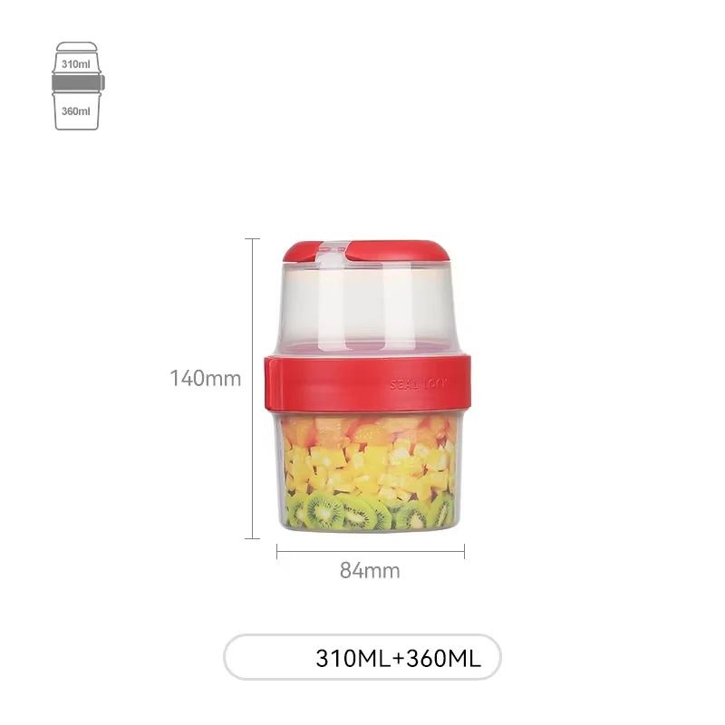 Салатный стаканчик, двухсекционный пищевой контейнер, высококачественная коробка для фруктового салата, переносная коробка для йогурта, двухэтажный контейнер