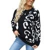 Knitted Jacquard Sweater Women's Fall and Winter Round Neck Pullover Leopard Print Long-sleeved Medium-length Bottoming Shirt