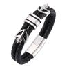 Fashion Man Jewelry Black Braided Leather Bracelet Charm Steel Clasp Fashion Bangles Bracelets