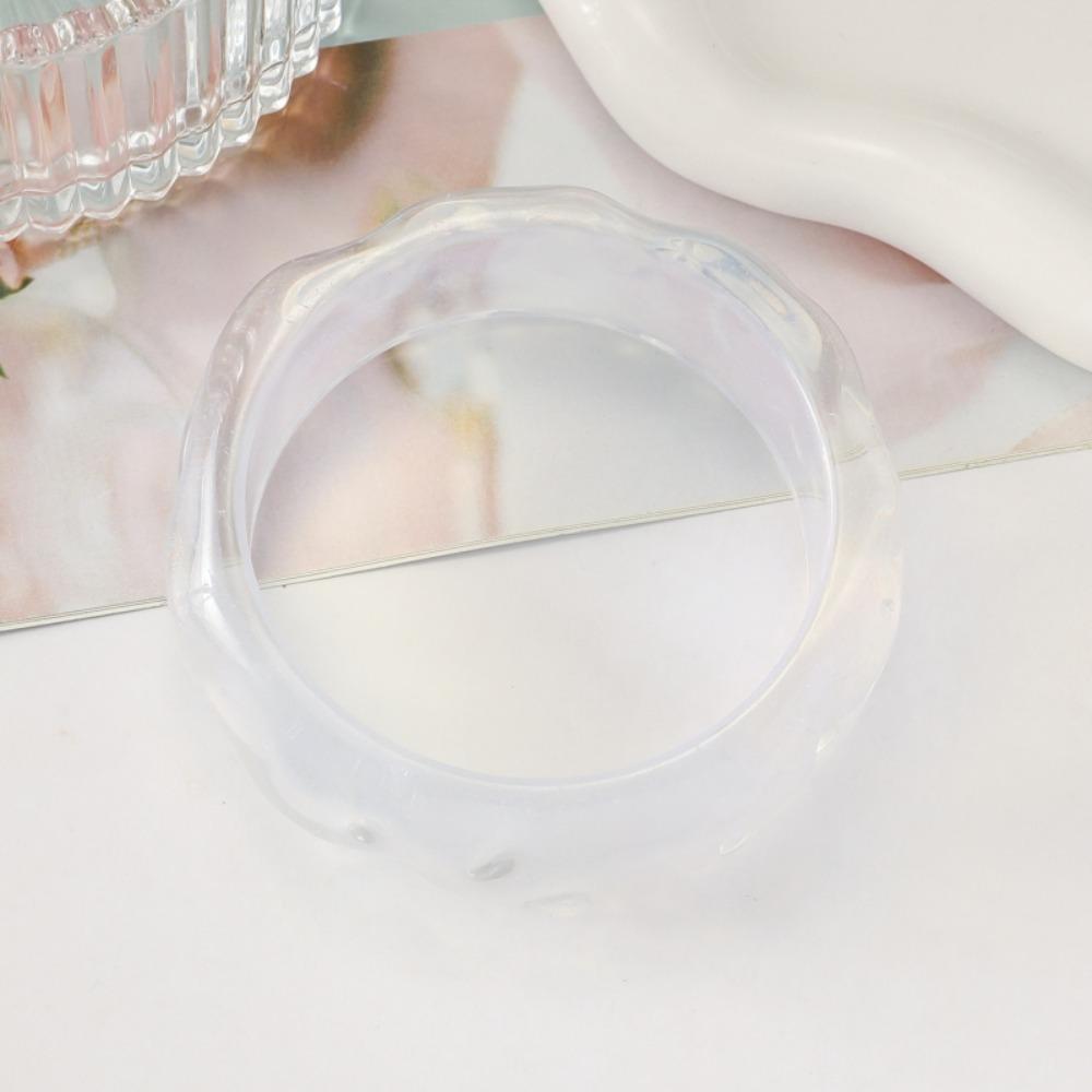 Wave Jelly Color Wide Bracelet Bohemian Retro  Hand Ring Exaggerated Glitter Acrylic Bangle  Girls