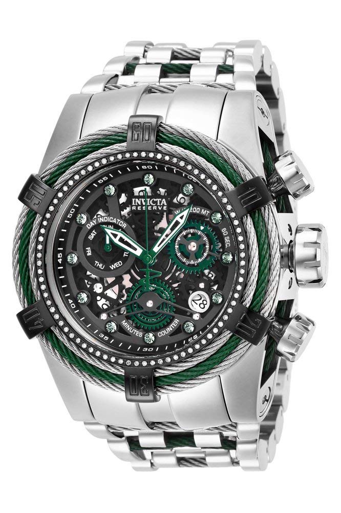 INVICTA Часы Reserve 53 мм Нержавеющая сталь Черный Зеленый Нержавеющая сталь Черный Циферблат Z60 Кварц 27235 Официальный импорт Зеленый + + Мужские