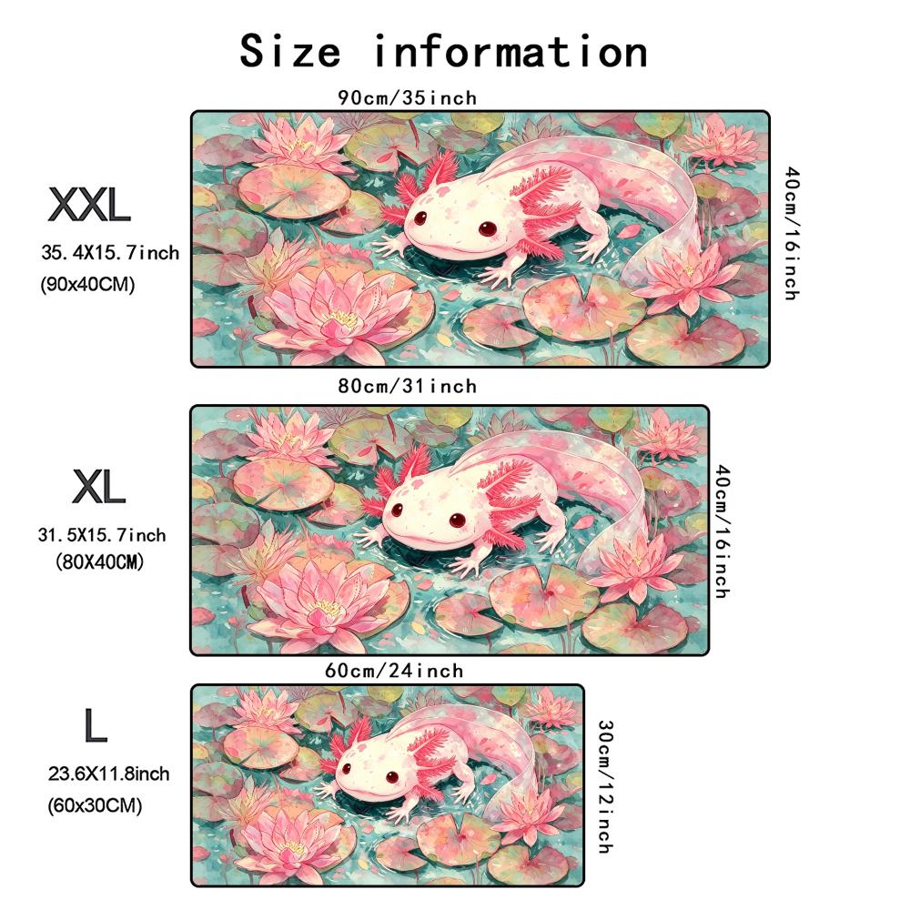 Pink Axolotl Theme Mouse Pad Large Computer Office Game Table Mat Rubber Anti-slip Stitched Keyboard Mat 90x40 XXL Desk Pads