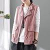 Women's Cardigan Vest Double Corduroy Cardigan Vest Jacket Autumn Winter Lapel Vest Top Vintage