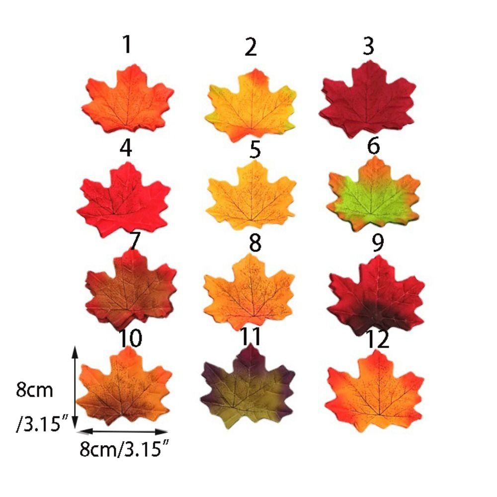50Pcs/Pack Maple Leaves Artificial Leaf Plants Leaf Stacked Maple Leaves  Photo Props