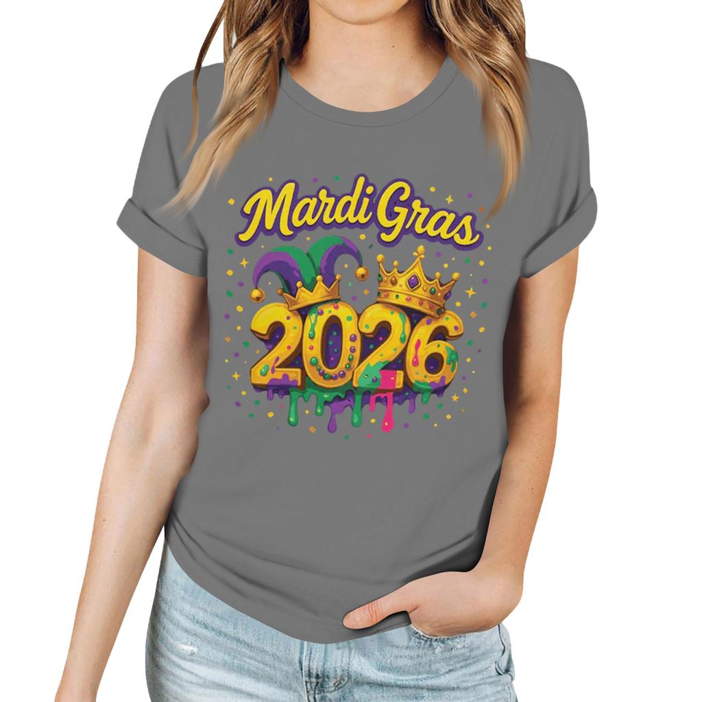 Женская повседневная футболка с карнавальным принтом, пуловер с круглым вырезом, топ с коротким рукавом