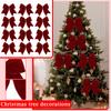 12pcs Christmas Bow Decorations, Fabric Christmas Tree Wreaths, Decorative Bow Decorations, Hanging Ornaments