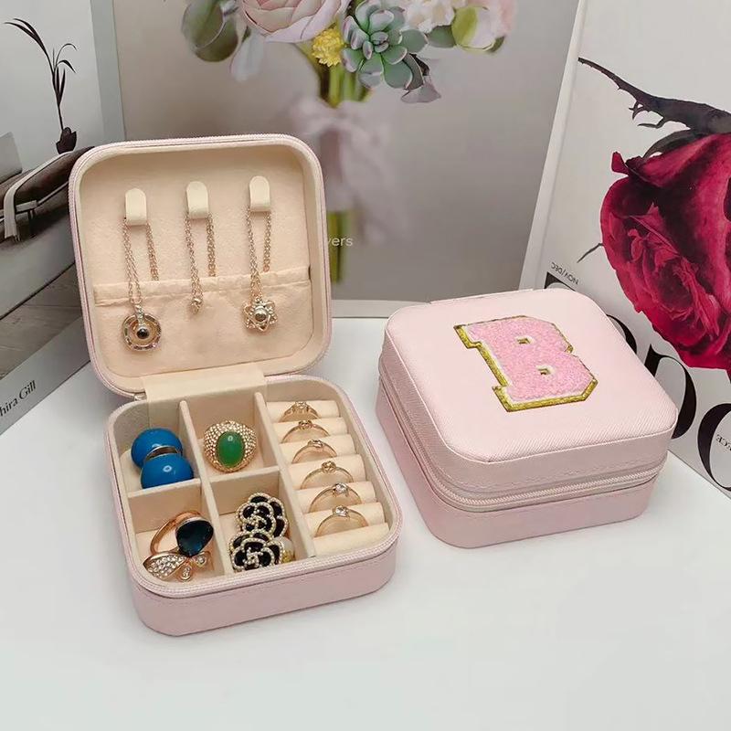 Mini Jewelry Storage Box Bridesmaid Gift Ideas Travel Jewelry Case Initial Letter with Name Birthday Party Box Mother's Day Gift
