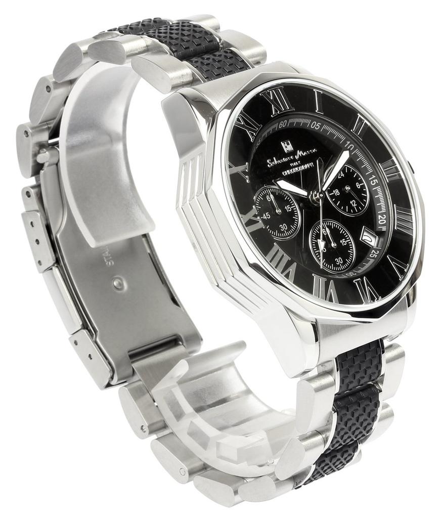 Часы-хронограф Водонепроницаемость до 10 АТМ Деловой Формальный Итальянский Бренд Ограниченная Модель SM15104 x [Salvatore Mara] Мужские (Серебряный черный) [Элемент]