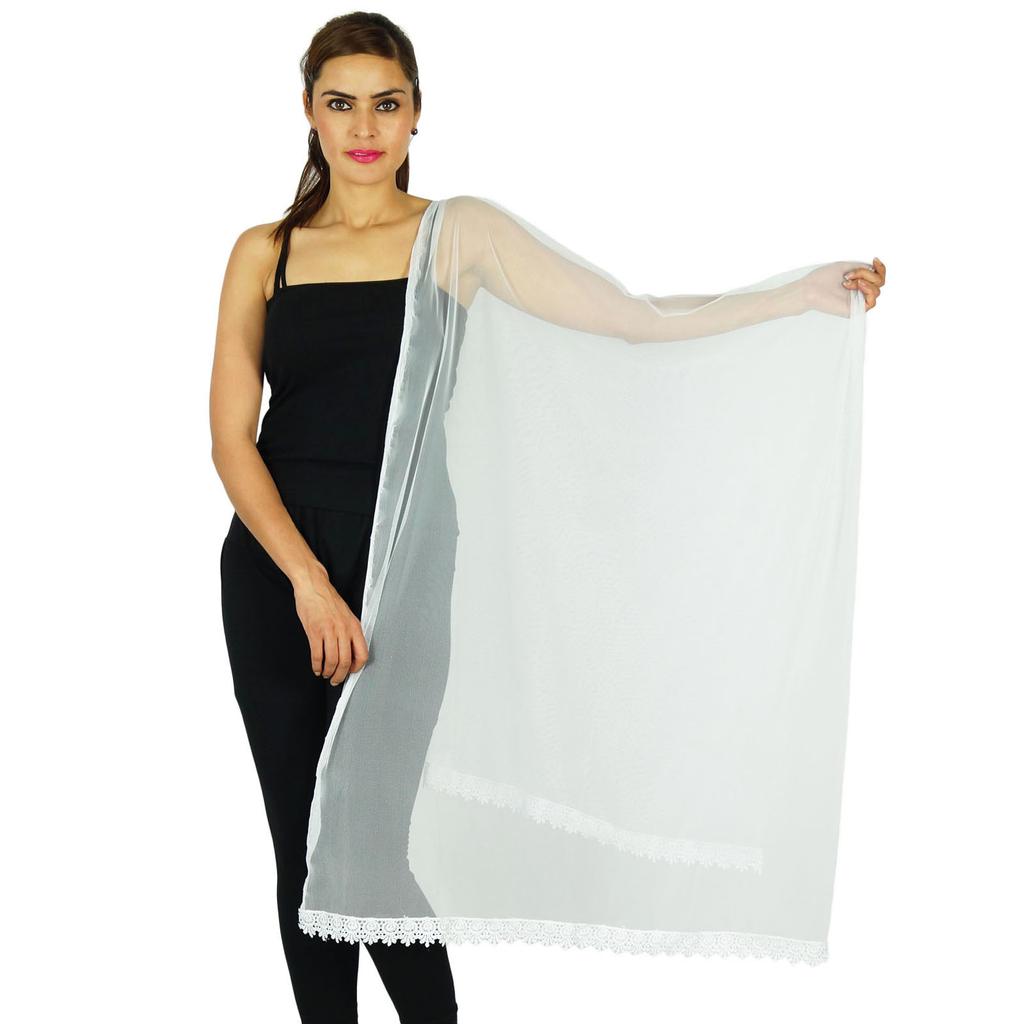 Indian Neck Wrap Long Stole Net Chunni Fashion Scarf Women Hijab Dupatta