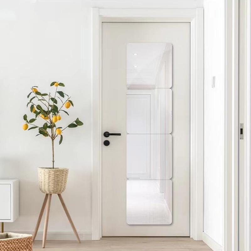 Акриловые наклейки на зеркало, самоклеящееся зеркало, украшение для ванной комнаты, зеркало для одежды в студенческой спальне, зеркало во весь рост, 1 шт.