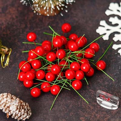 Рождественские искусственные ягоды Холи для украшения рождественской елки, цветочный венок, рождественская поделка своими руками (Упаковка 100 шт.)