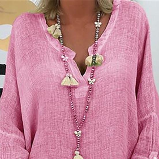 Женские пуловеры с v-образным вырезом и длинными рукавами, однотонные свободные повседневные легкие топы средней длины, уличная одежда