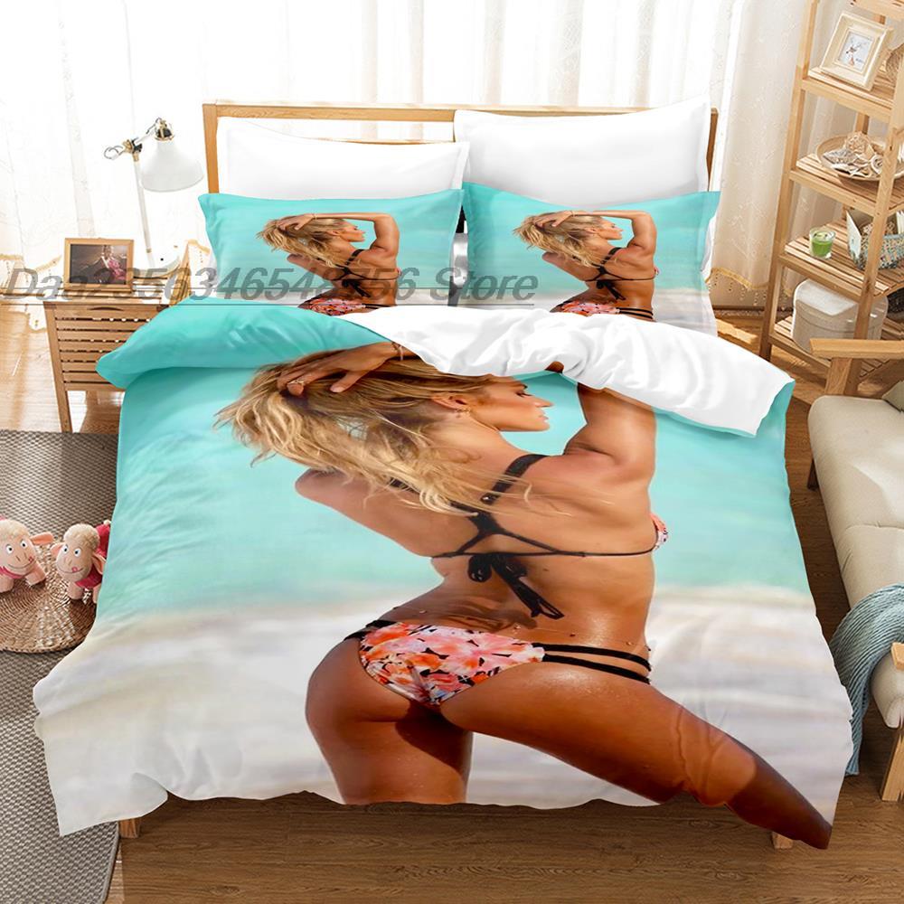 Коллекция постельного белья Bikini Gilr Односпальная, Полуторная, Двуспальная, Евро, King Size Коллекции одеял для спальни взрослых Каваий, Сексуальная, Большая грудь Camas