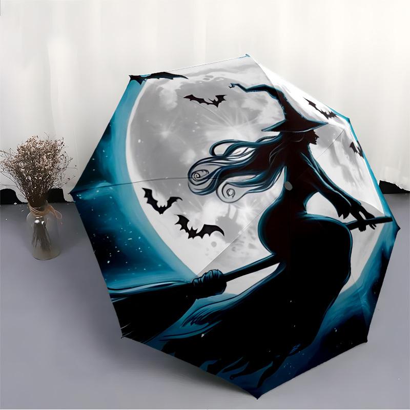1pc Witch Moon Automatic Open/Close Umbrella, Windproof, Folding Compact Umbrella with Lightweight Design for Women/Men020