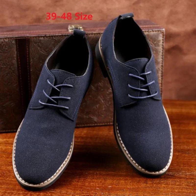 Fashion Men Dress Shoes Fashion Oxford Leather Shoes Comfortable Shoes For Mens Sneakers Large Size Suede Flat Footwear Chaussure Homme
