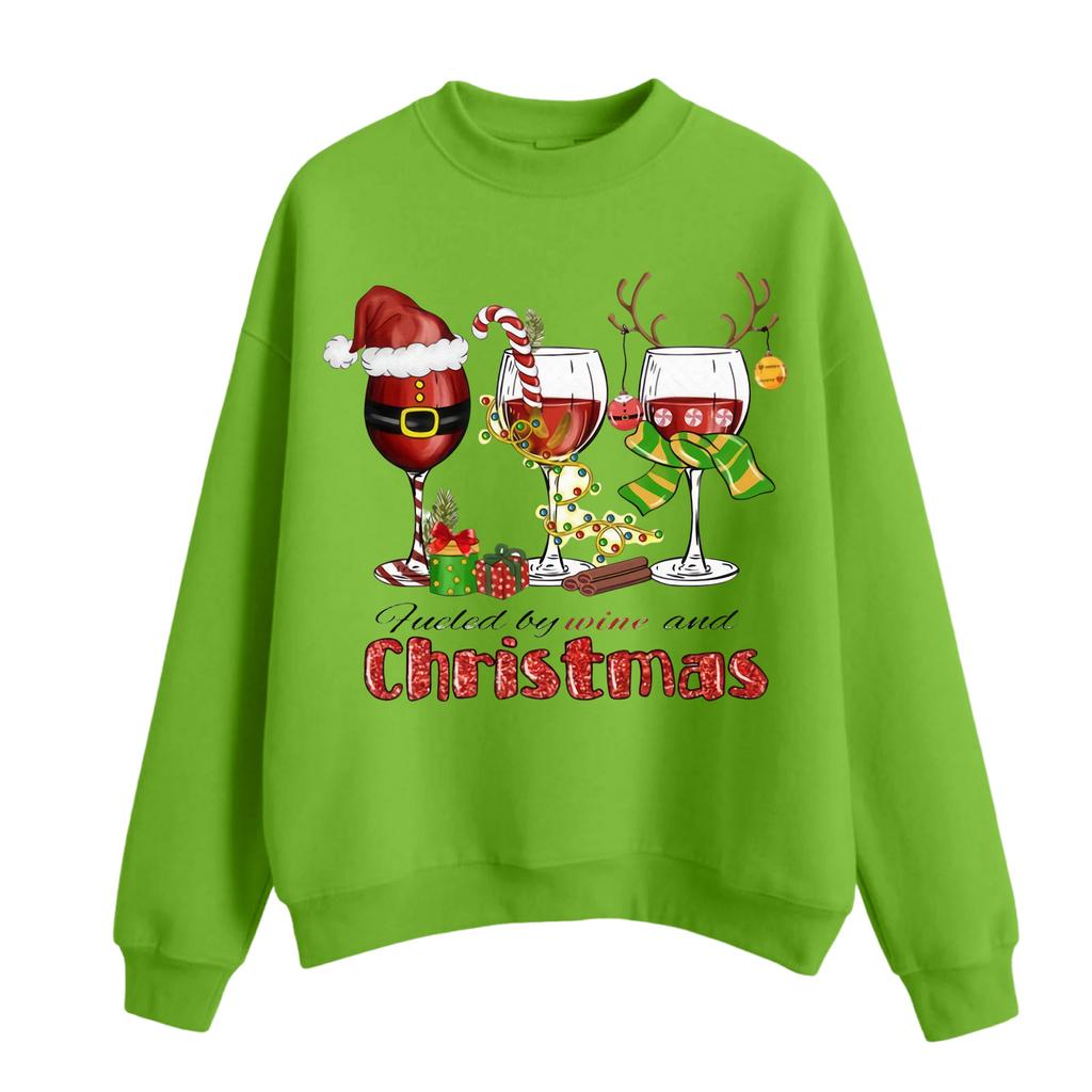 Женский повседневный модный свитшот с круглым вырезом и длинными рукавами с рождественским принтом