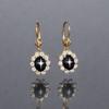 Black Star Sapphire Drop Earrings: Sterling Silver Drop, Diamond Accent, Handmade Drop Earring