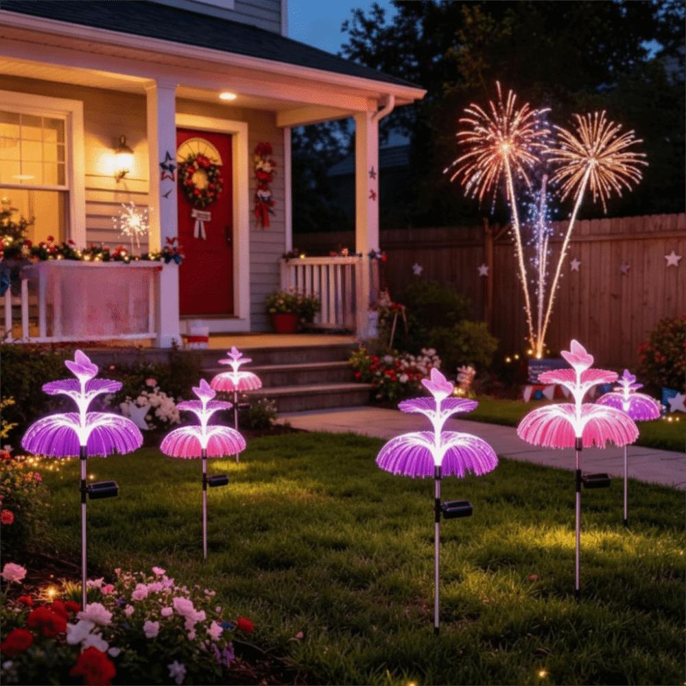 Colorful Outdoor Solar Light Waterproof Fiber Optic Lamp New Solar Jellyfish Lamp Landscape Light