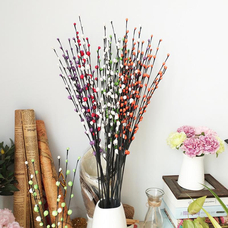 Прямые продажи Зеленые растения Высококачественная имитация Серебряной ивы Искусственный цветок Имитация цветочной ветки Сливовый бутон Современное украшение для дома