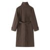 Womens Fashion Casual Vintage Lace-up Long Wool Blend Coat Slim Fit Overknee Outerwear