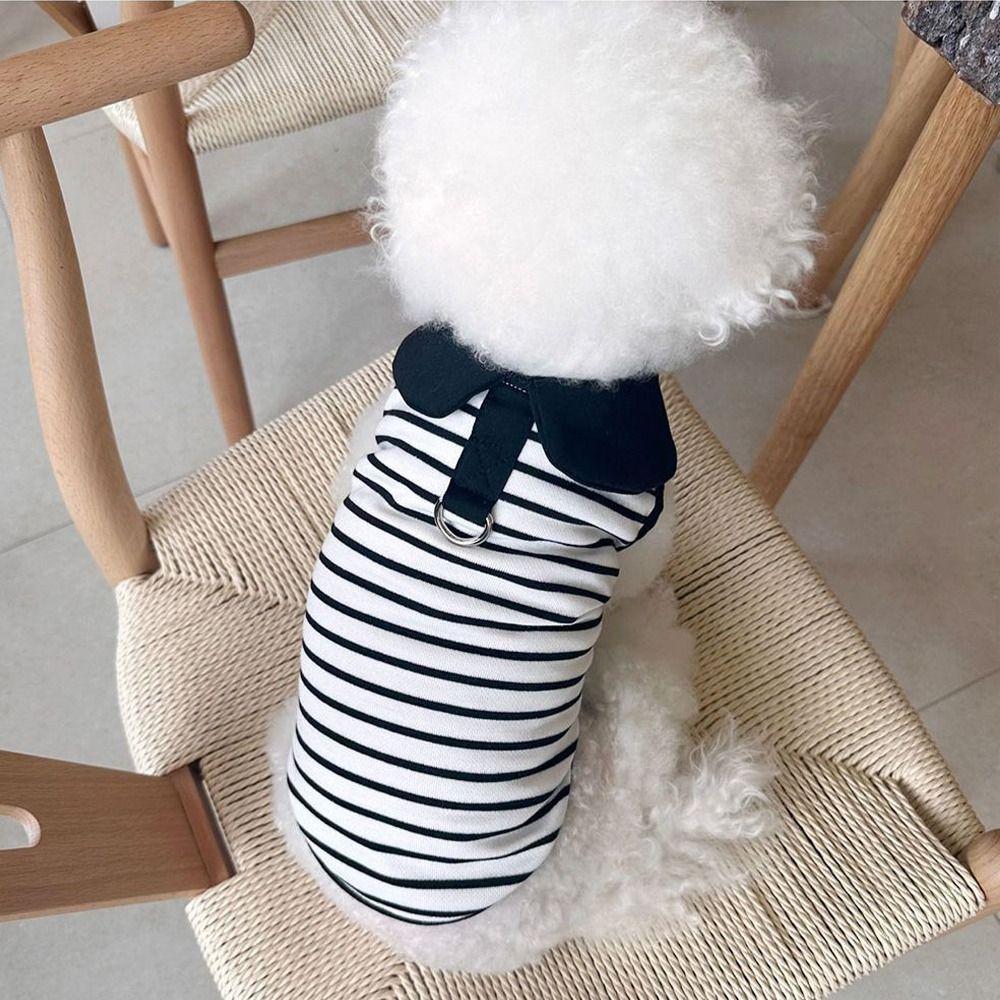 Breathable Dog Striped T-shirts Cute Pet Skirt Fashion Dog Vest Harness  Spring Summer